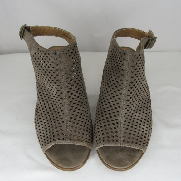 Lucky Brand Brown BERTEL Block Sling Back Heel Sandal Suede Leather 2" Women's 8 - Picture 2 of 9